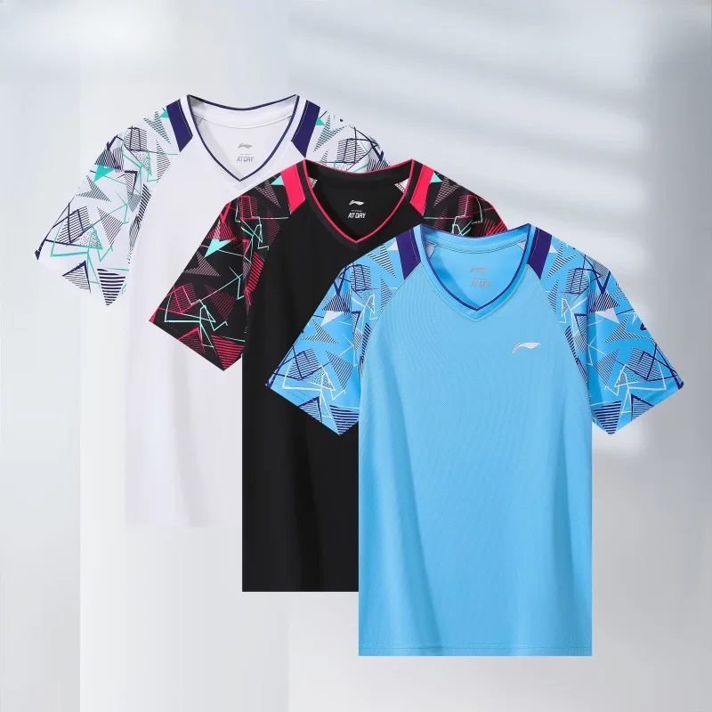 

Новинка 2024 года, спортивная одежда для бадминтона, тенниса, настольного тенниса, тренировочный костюм с короткими рукавами, дышащая, быстросохнущая, впитывающая пот футболка, топ