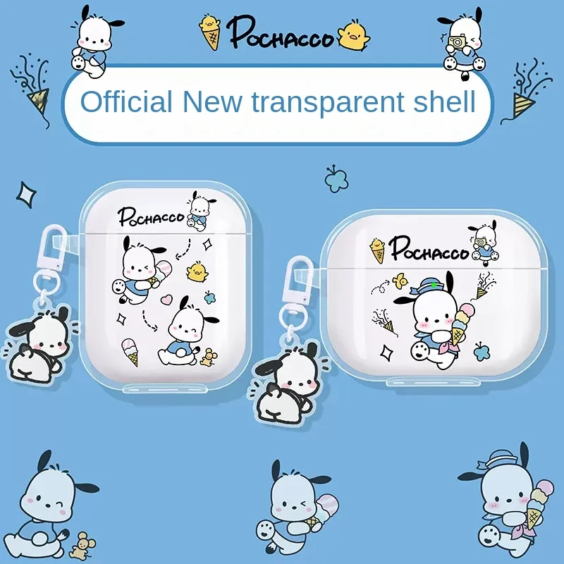 Custodie per auricolari Kawaii Sanrio Pochacco Custodia morbida in silicone per Airpods 1 2 3 Pro Pro2 Custodia di ricarica per cuffie Bluetooth per cartoni animati