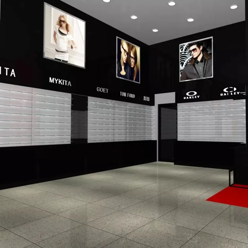 Armário de óculos, Vitrine de óculos, Classic 3D Optical Shop Decoração de interiores, Prateleira de design personalizado