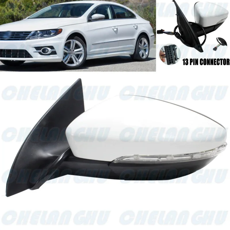 For VW Passat CC 2013 2014 2015 2016 2017 Left Side 13 Pins White Painted Memory Power Adjust Auto Fold Mirror Assembly