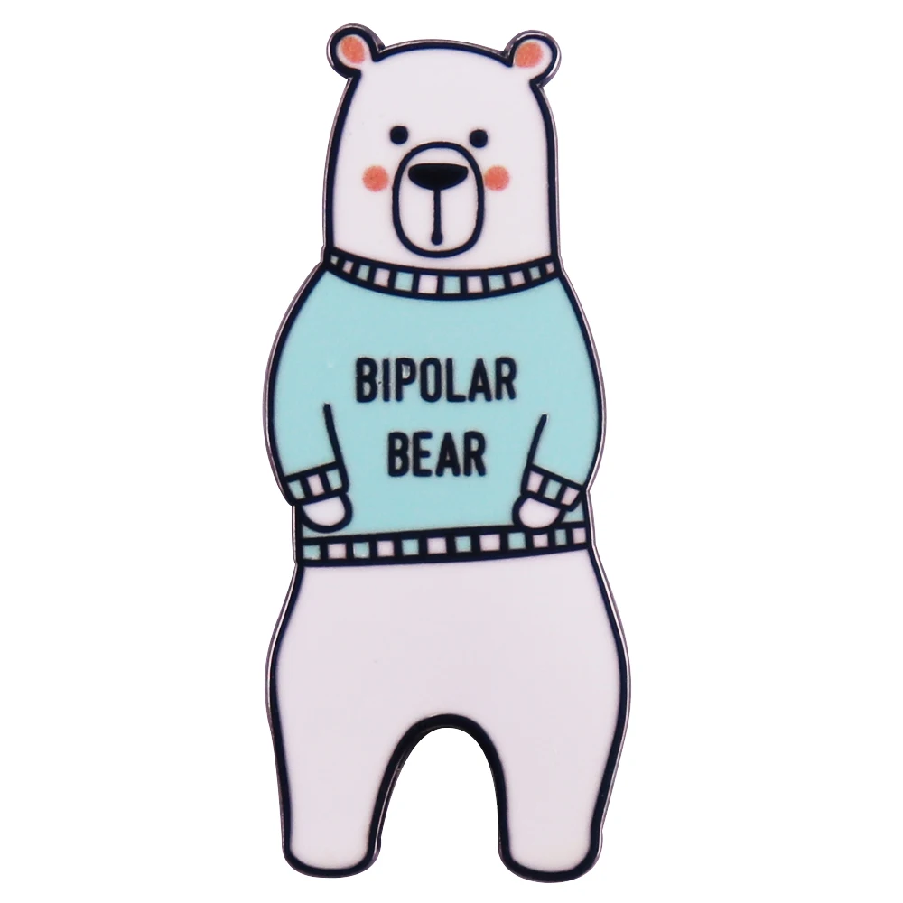 Bipolar Bear Enamel Pin Bipolar Awareness Brooch Mental Health Badge Nursing Accessories Gifts