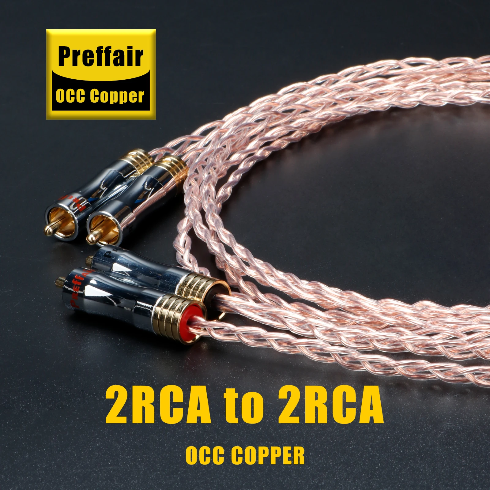 Preffair HiFi 2RCA to 2RCA OCC Copper Signal Digital Audio Cable Silver Plated RCA Cable Gold Plated Connector for TV AV