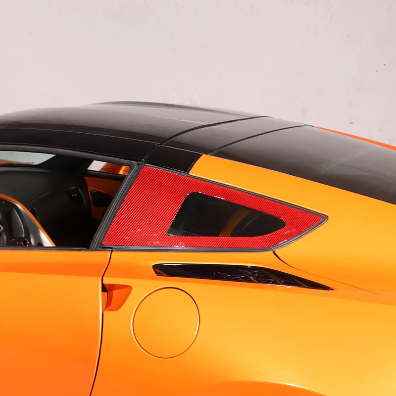 For 2014-2019 Chevrolet Corvette C7 Soft Carbon Fiber Car Styling Car Rear Triangle Glass Decorative Cover Sticker Auto Parts