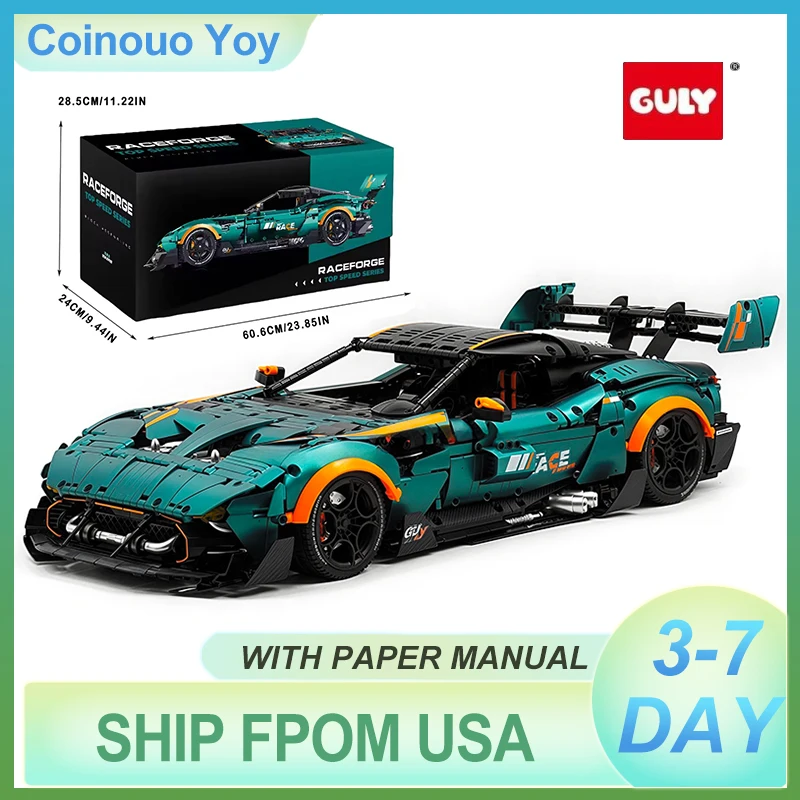 3 bis 7 Tage Lieferzeit GULY 10647 Technischer RC Vulcan Sportwagen Baustein-Set Modell DIY Spielzeug Weihnachtsgeschenke für Kinder