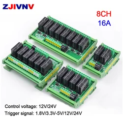 8CH DIN-Rail Optocoupler Isolated Pluggable Relay Module Contact Capacity Maximum 16A Trigger Signal 1.8V/3.3V-5V/12V/24V