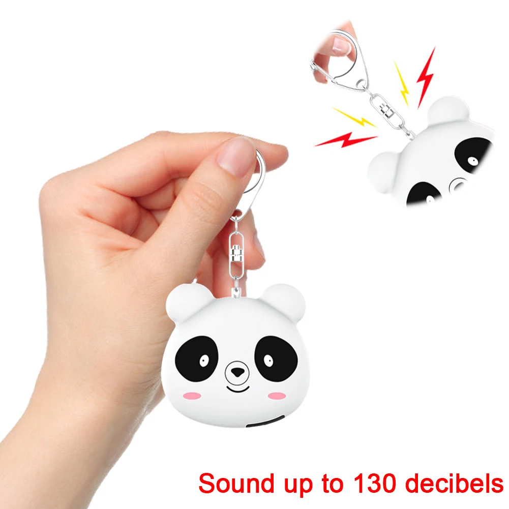 Cute Panda Safety Alarm Keychain 130dB Self Defense Alarm Security Alarm for Women Elderly Children Night Runners