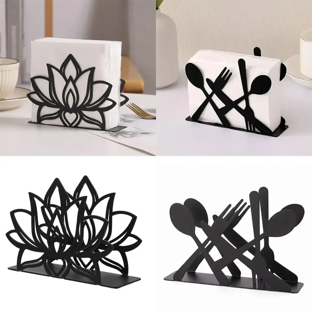 Unique Elegant Napkin Holder Black Durable Tissue Dispenser Lotus Flower Design Napkin Case Kitchen Use