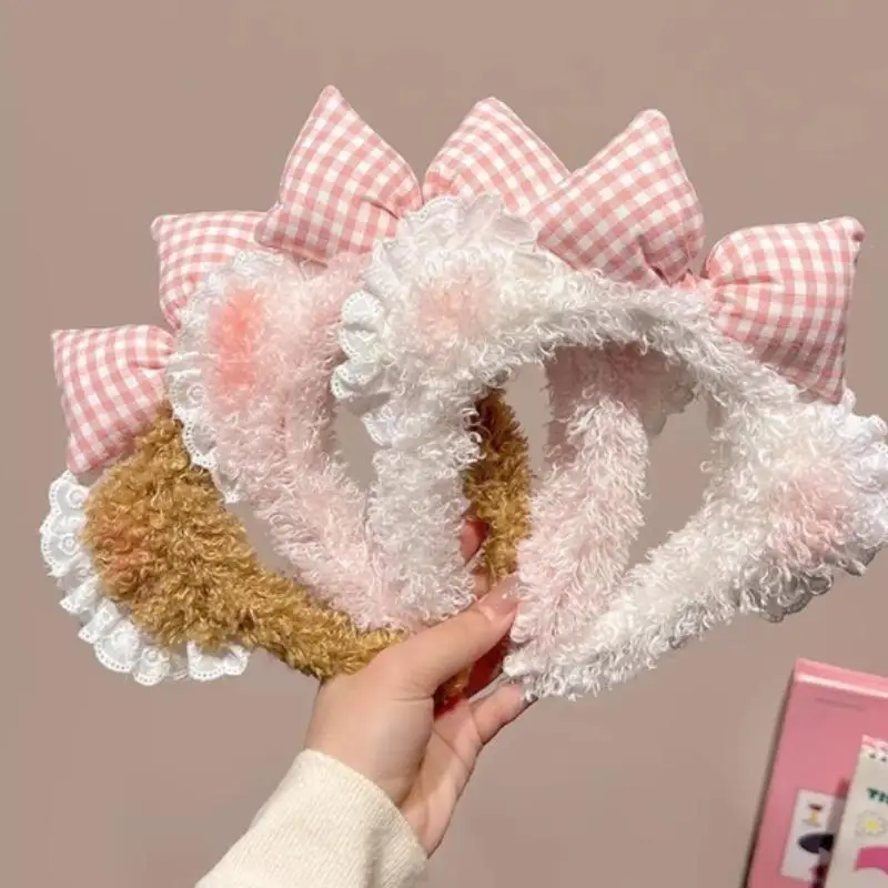 1PC Carino Peluche Fasce Per Le Donne Orso Hairbands Ragazze Trucco Fascia Lavaggio Viso Fascia Per Capelli Fiore antiscivolo Cerchio Dei Capelli Copricapi