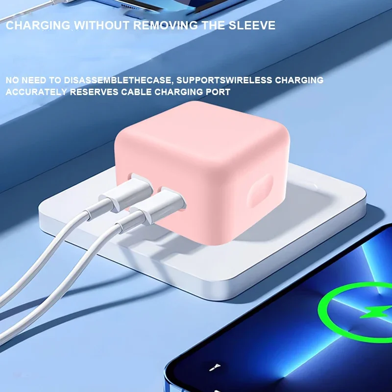 غطاء حماية من السيليكون لمحول الطاقة USB-C المزدوج بقدرة 35 وات، وغطاء جلدي مقاوم للصدمات والغبار #4