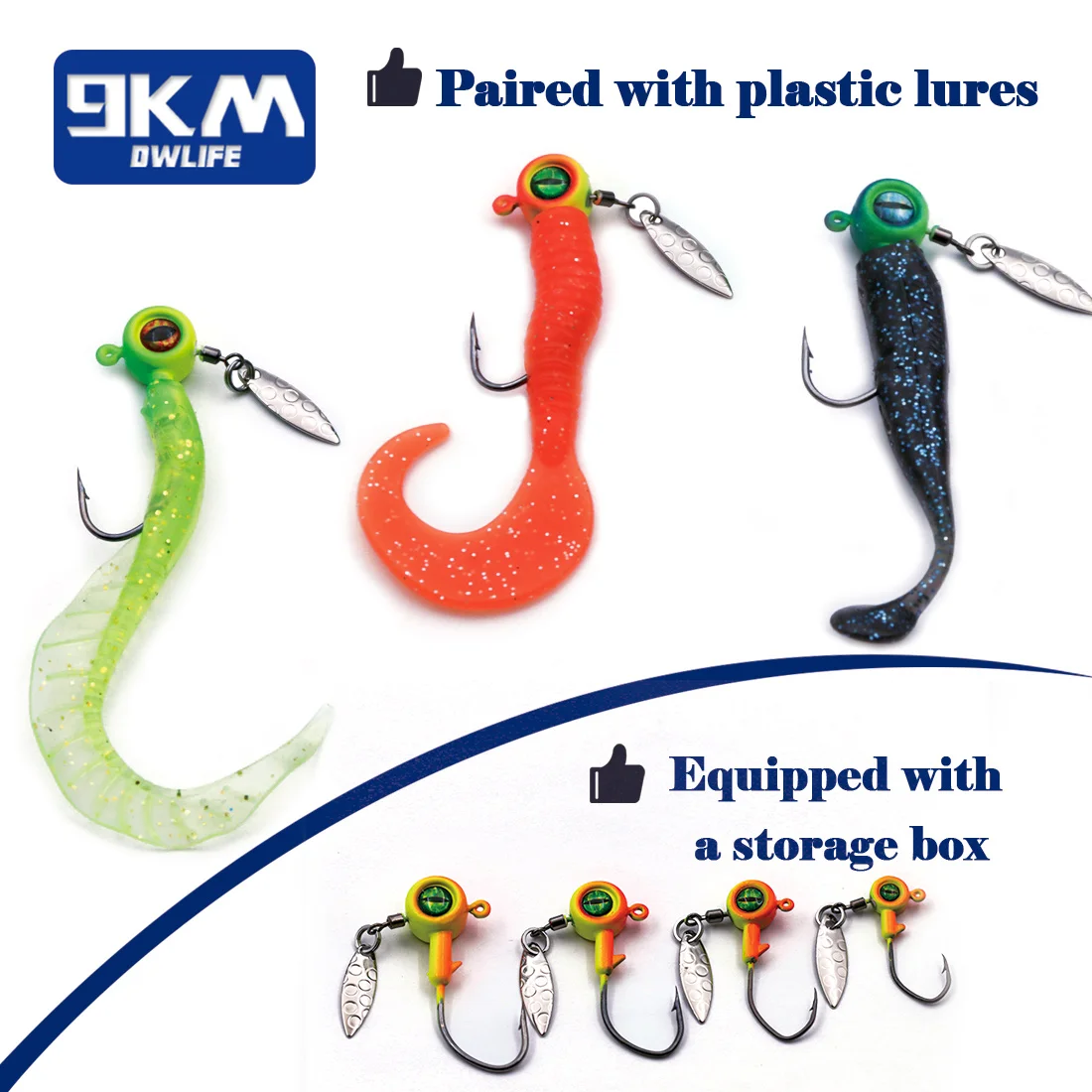 Angeln Jig Kopf Haken mit Spinner - Underspin Crappie Angeln Jig Kopf mit Weide Klinge Angeln Köder Haken Salzwasser Süßwasser – Detail 3