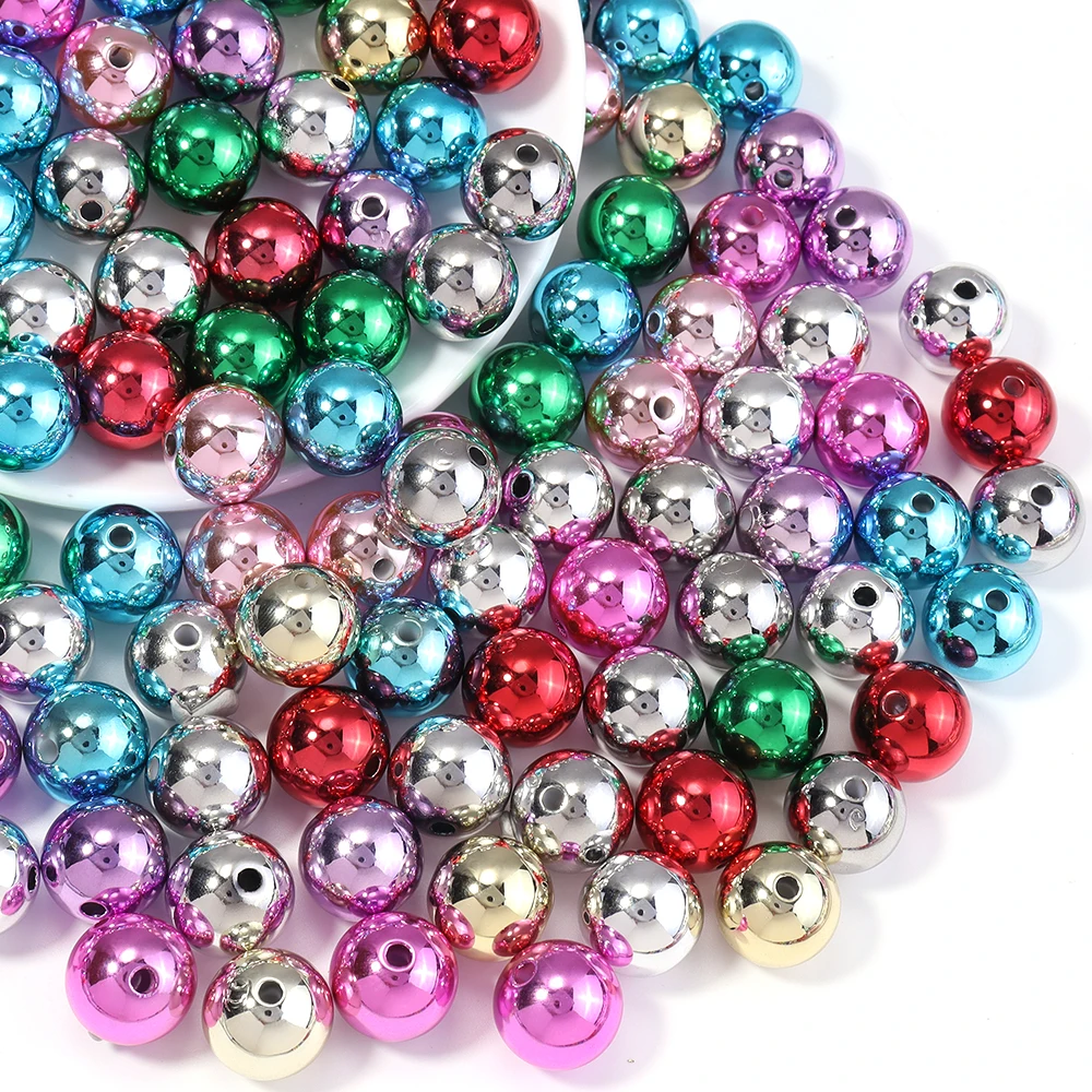 20 Stück UV-Farbige Weihnachts-Acrylperlen, runde lose Spacer-Perlen für die Schmuckherstellung, DIY-Armband- und Halskettenzubehör – Detail 6