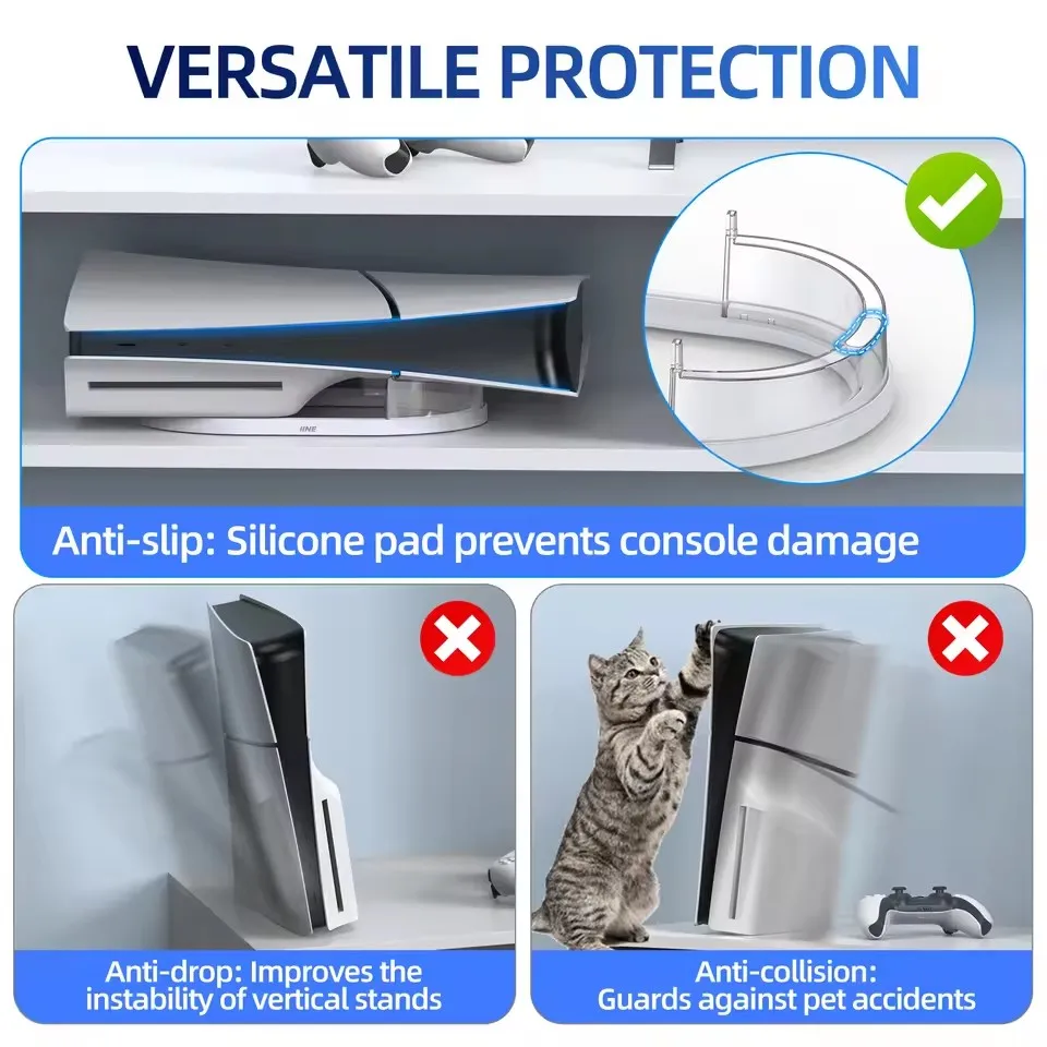 Support Horizontal IINE Compatible pour Console Sony PS5 Slim pour disque et édition numérique, installation facile, station d'accueil antidérapante et Anti-chute