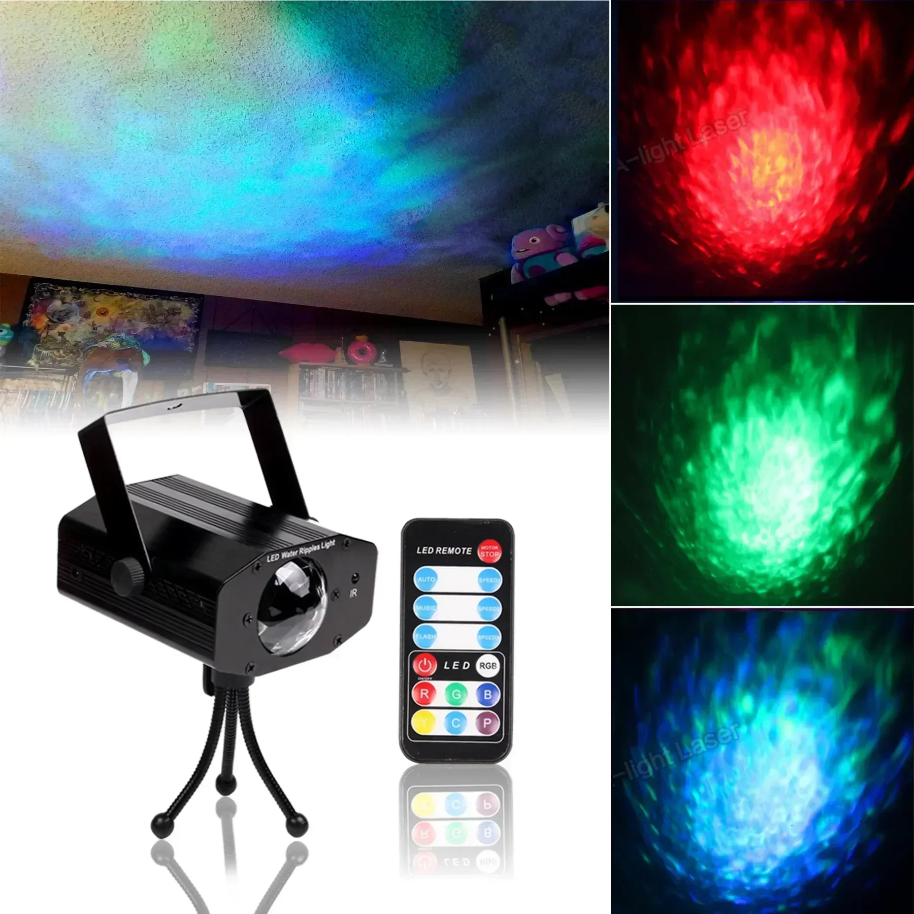 LED Water Pattern Light Projection Spotlight Atmosphere Pattern Starry Sky Stage Festival Entertainment Lighting Effect Lamp