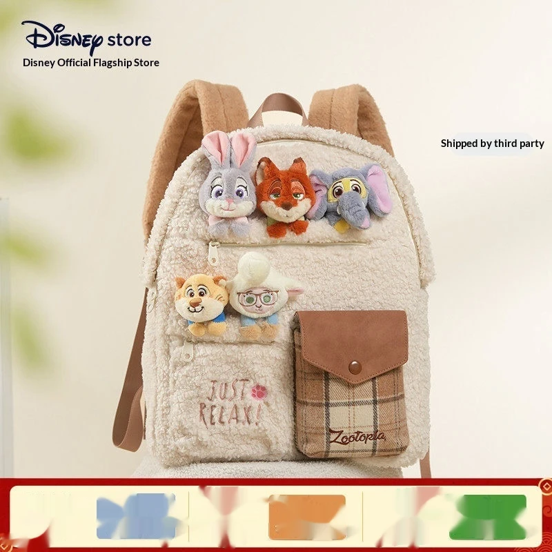 Oficjalny plecak Sherpa Zootopia z uroczą pluszową lalką, idealny dla dziewcząt, uczennic, do dojazdów do szkoły, na co dzień.