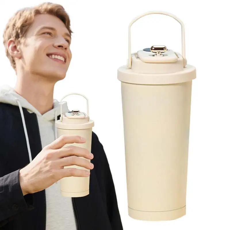 

Water Mug 18oz Coffee Flask With Handle Spill-Proof Ceramic Liner Water Cup Portable Direct Drinking Tumbler For Gym Camping