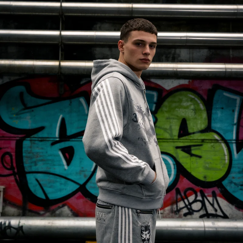 Retro Design Europäischen Amerikanischen Drei Bar Drucken Trendy Marke Straße Zipper Lose Fit Männer Frauen Hoodie Casual Street Wear