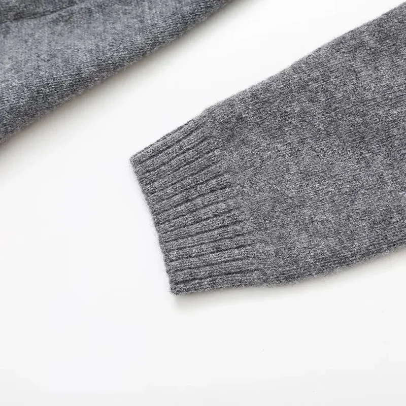 المرأة سترة مشغولة من الصوف سترة سترة 2025 الصدر طويلة الأكمام سترة مستديرة واحدة الرقبة سترة مشغولة من الصوف للزر #2