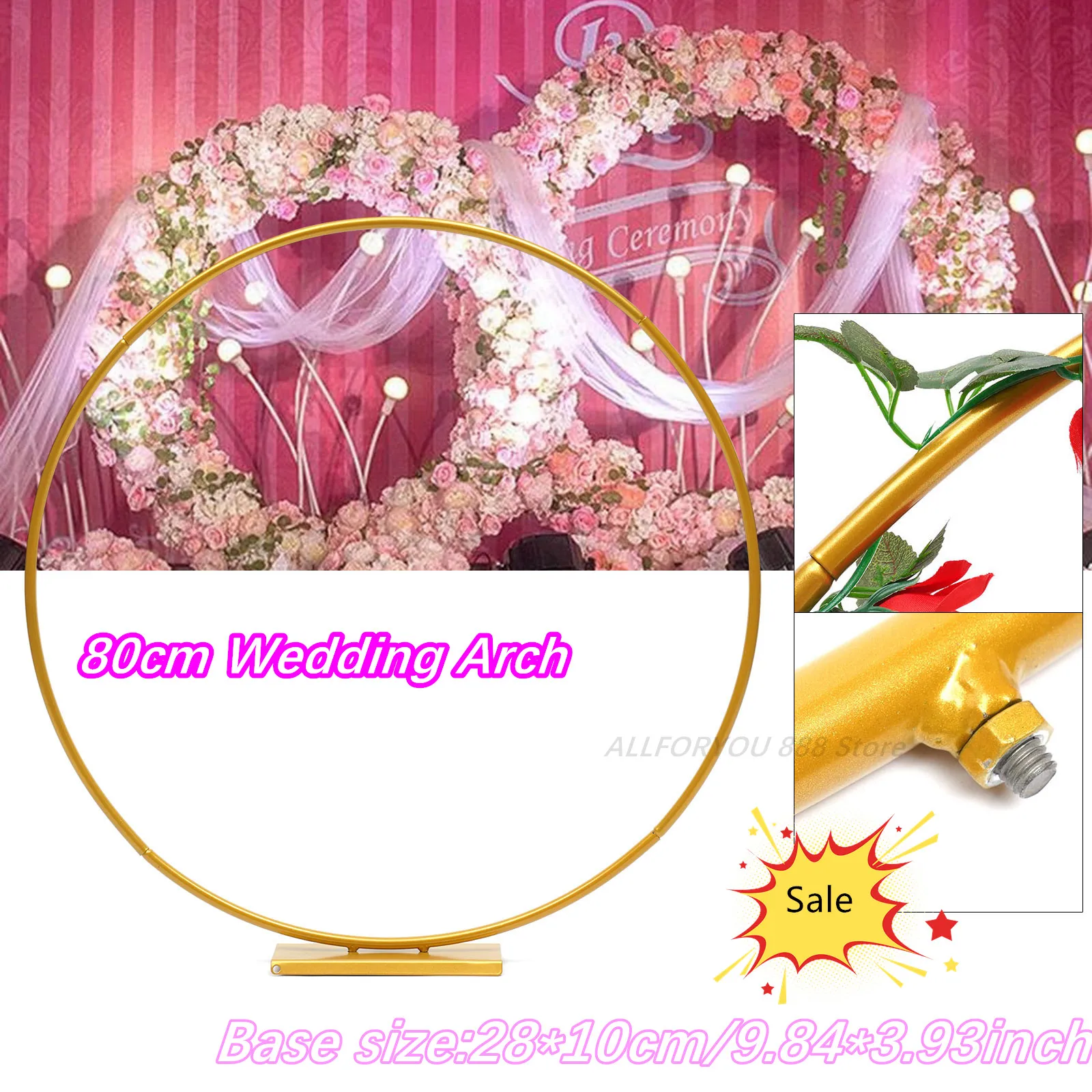 Wedding Stand Metal Arch 80cm Gold Iron DIY Popular Background Decorative Frame Flower Decoration