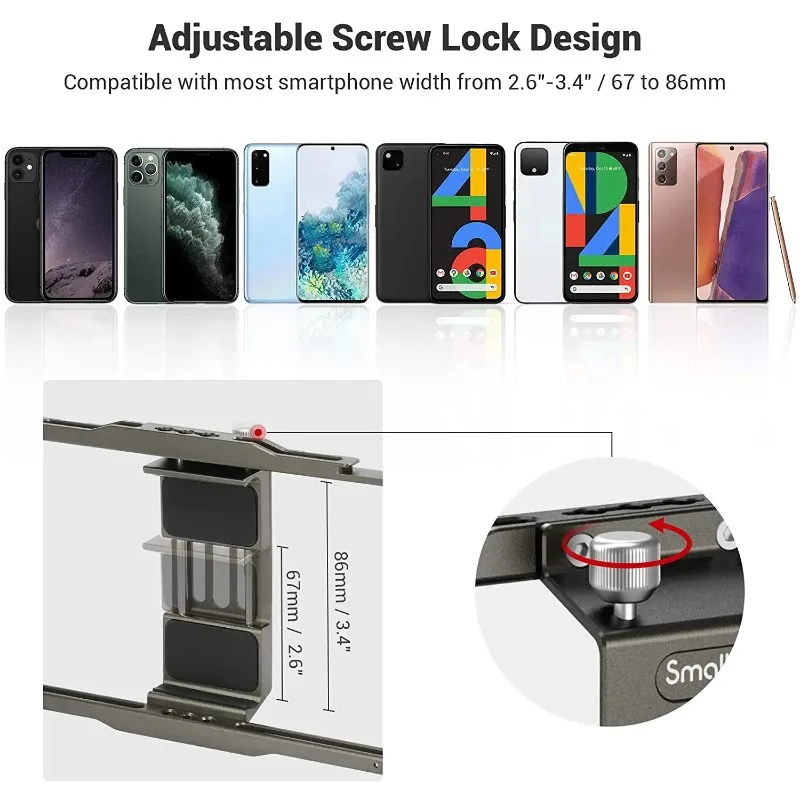 SmallRig Universal Mobile Phone Cage For iPhone 17/16/Pro max For Sartphone Vlogging Cage W Cold Shoe for LED Light Tripod 2791