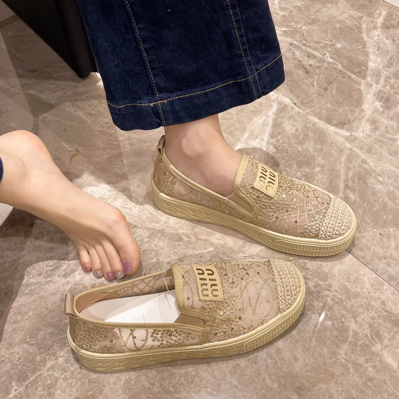 Summer Women Casual Shoes Mesh Breathable Women Canvas Sneakers Luxury Comfor Loafers Outdoor Soft Sole Women's Shoes 2024 New