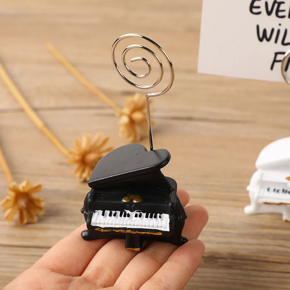 

2PCS Piano Shaped Resin Clip Card Holder Stand for Photos Cards Table Number Iron Paper Clips Menu Holders