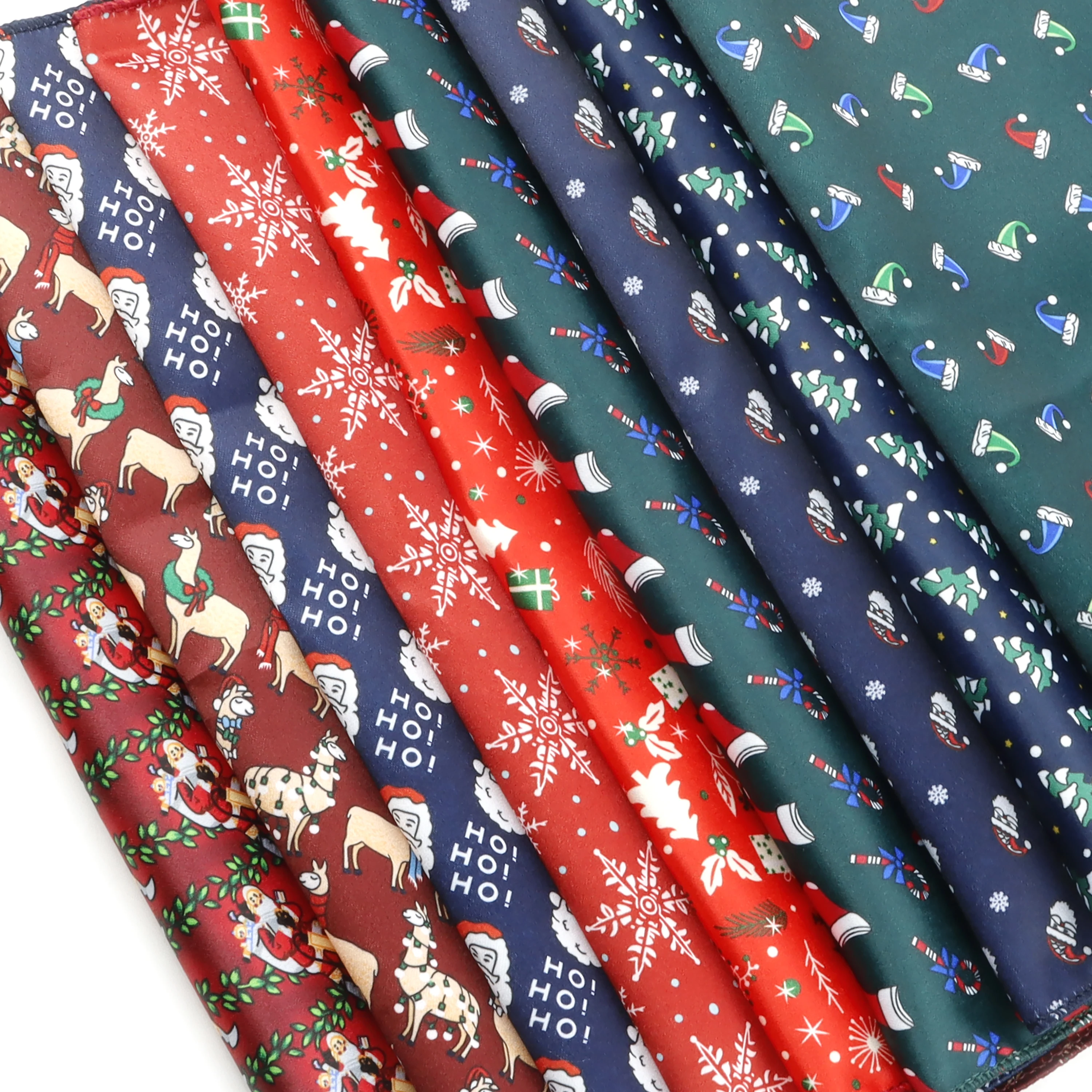 9 قطعة منديل عيد الميلاد للرجال الحرير اللمس البوليستر لينة أحمر أخضر أزرق الأيائل شجرة عيد الميلاد سانتا ندفة الثلج جيب مربع #1