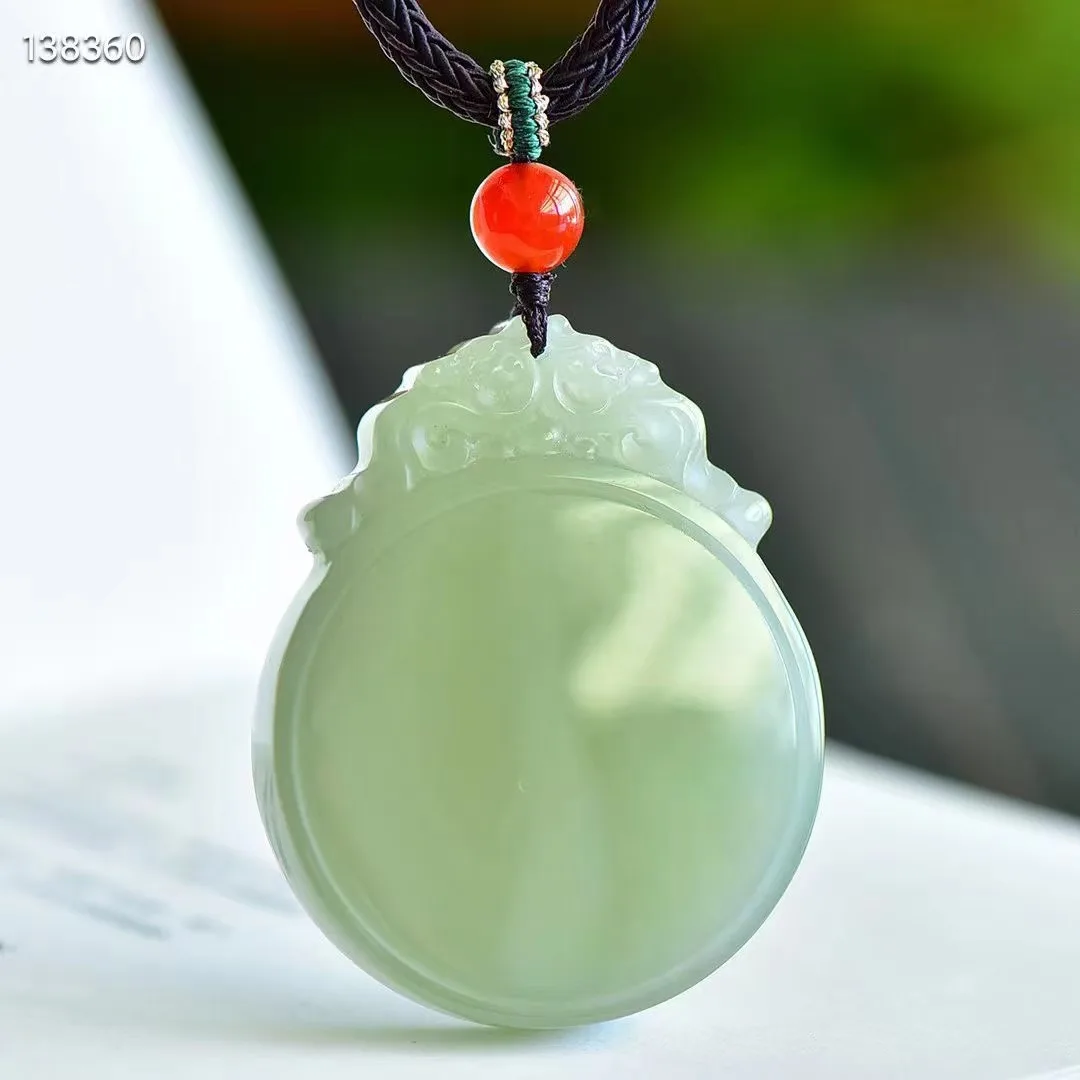 New Natural 100% real cyan hetian jade grave Ping An pendant jewellery necklace auspicious for woman man gifts Bless peace