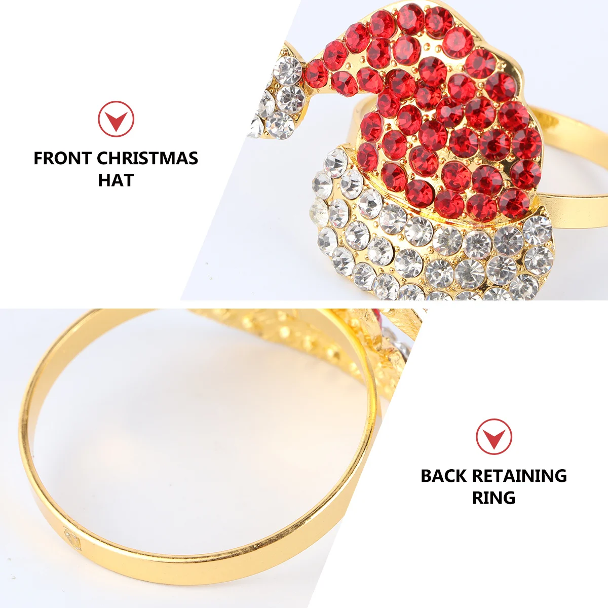 4Pcs Adorable Christmas Napkin Buckles Red Metal Rings for Festive Dinner and Party Table Decoration Napkin Rings