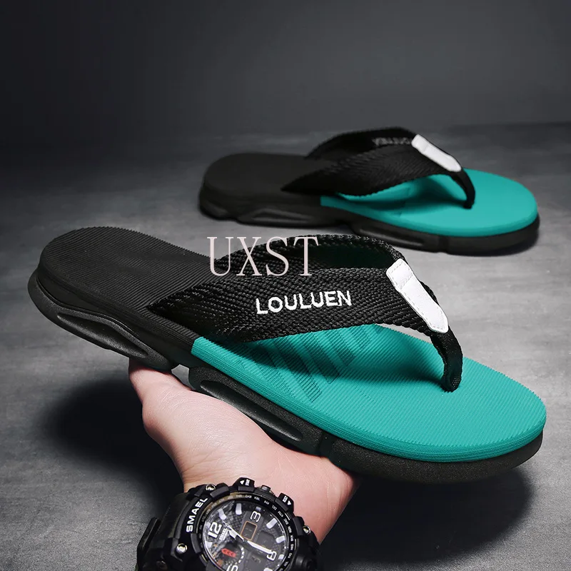 

Мужские шлепанцы на толстой подошве, нескользящая и модная новая пляжная обувь для ношения на улице