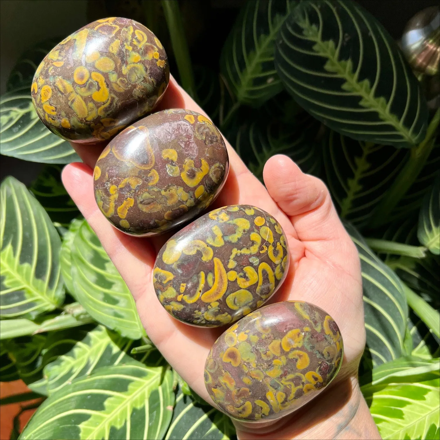 1pc Fruit Jasper Palm Stone, Bohemian Style Azolite Pocket Stone, Ideal for Christmas, Easter, Hanukkah, Thanksgiving
