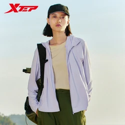 Xtep Knitted Hooded Jacket For Women 2024 Summer Breathable Women's Sweatshirt Sports Sweat-Absorbing Outdoor Tops 876228940147