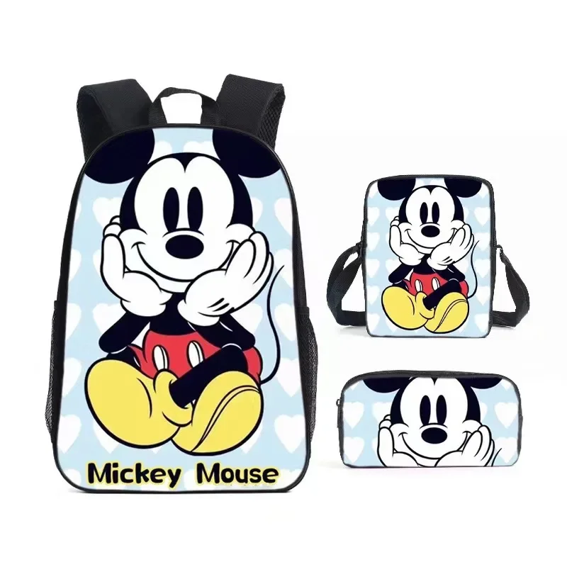 Disney 3pcs Mickey Minnie Mouse Backpacks Students Schoolbags Pencil Case Shoulder Bags Backpack Boys Girls School Bags Sets