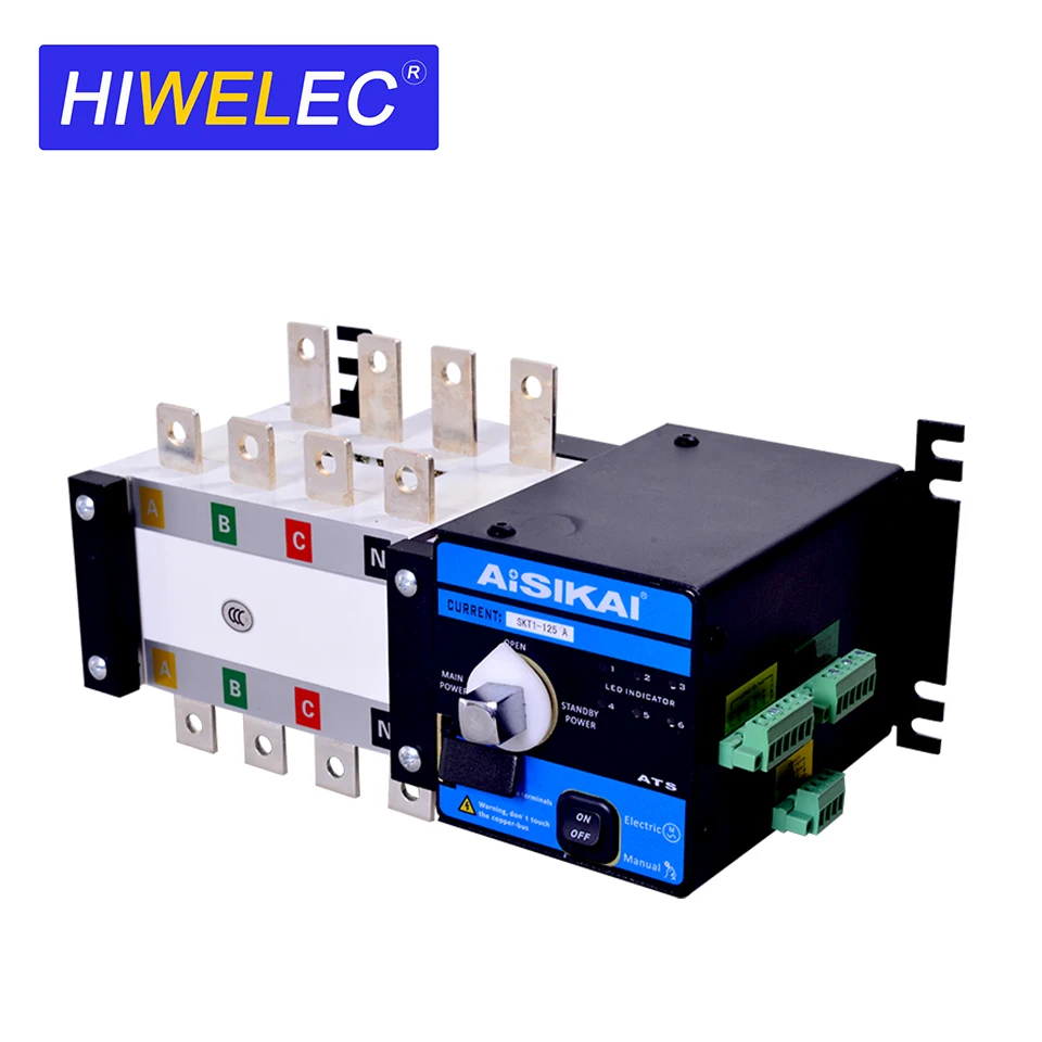 ATS 125A 4P Automatic Transfer Switch Genset Accessories Control Board Circuit Breaker Single Three Phase