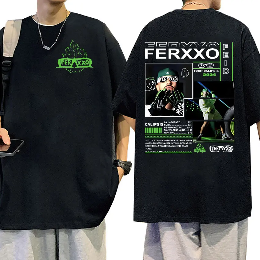 Rapper Feid Ferxxo 2024 Graphic T Shirt Men's Hip Hop Fashion High Quality T-Shirts Vintage Oversized Cotton T-shirt Streetwear image 6