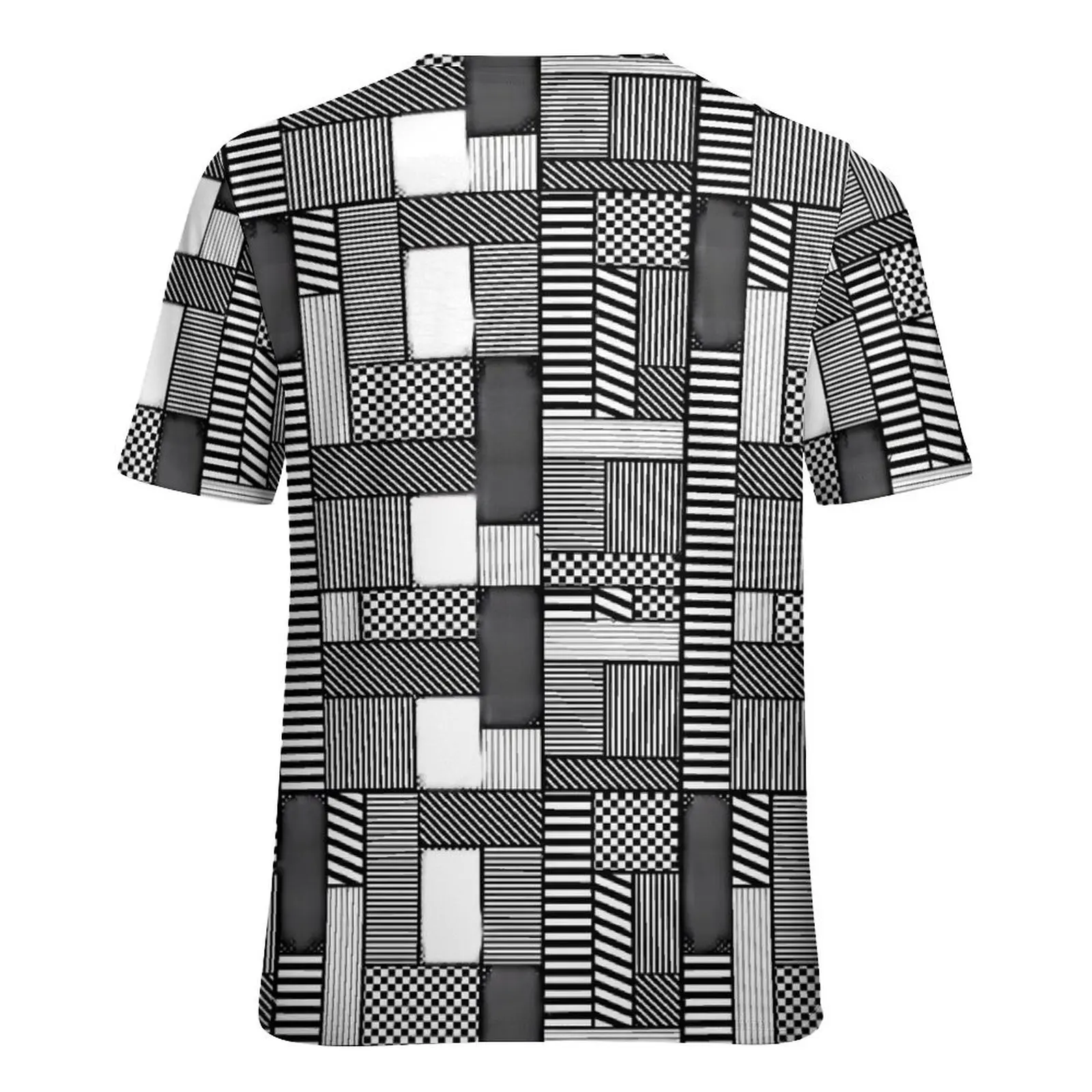 Letnie czarno-białe koszulki z nadrukiem geometryczny Patchwork Casual T Shirt damski z krótkim rękawem Vintage koszulka w dużym rozmiarze
