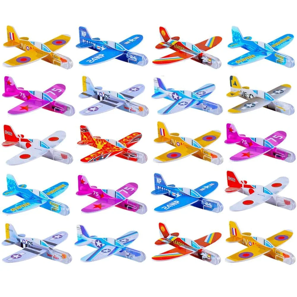 20pc Kids Party Toys DIY Multicolor Foam Airplane Hand Throw Flying Glider Boy Girl Birthday Party Gifts Souvenirs Pinata Filler