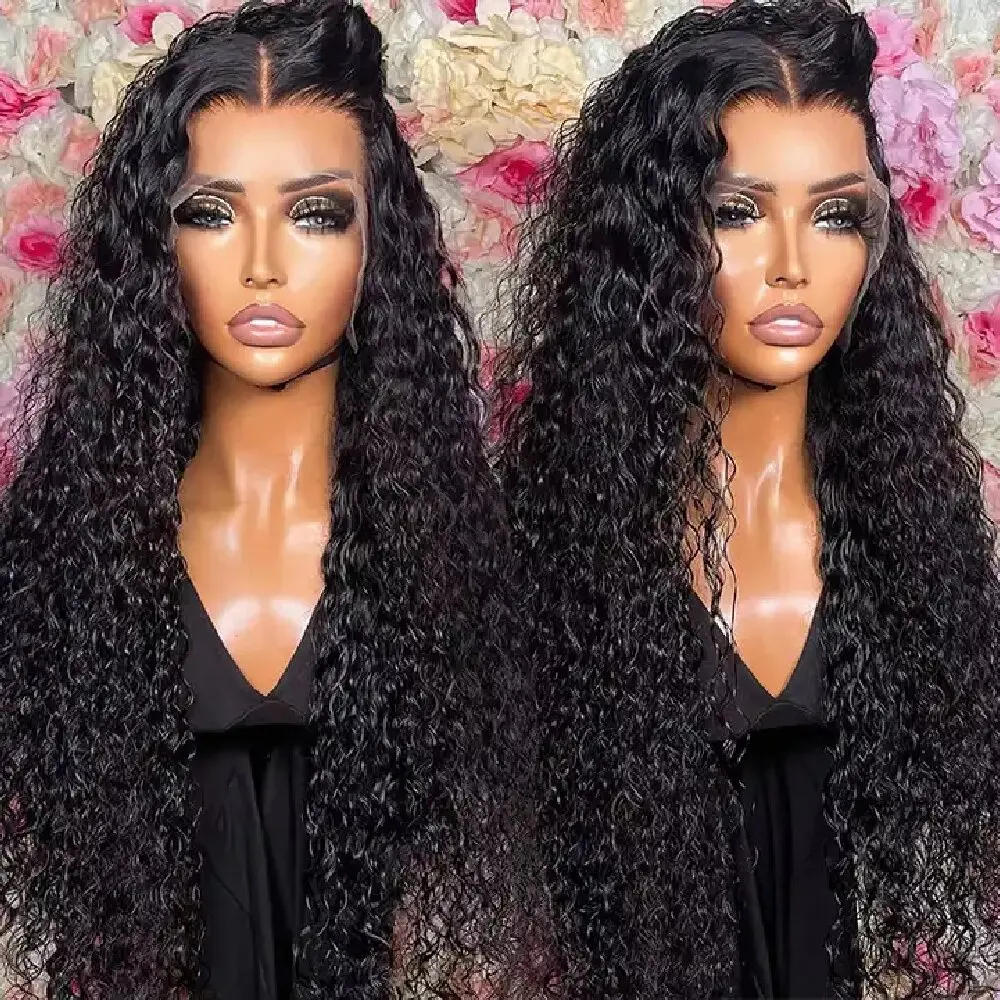 180 Density Water Wave Human Hair Lace Front Wigs Cuticle Aligned Unprocessed Lace 13X4 Brazilian Hair Lace Frontal Curly Wig