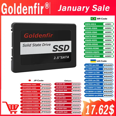 SSD Hard Drive 500GB to 2TB Goldenfir