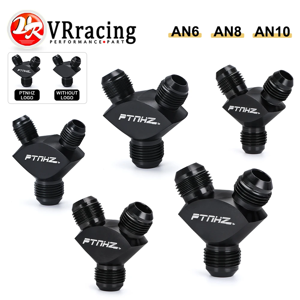 VR 3 Way AN6 AN8 AN10 Aluminum Y Block Adapter Fittings Adaptor Black Y Type Oil Pipe Joint