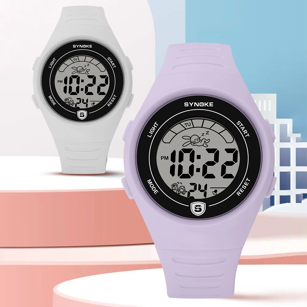 SYNOKE Kids Digital Watch Student Sports Waterproof Electronic Watch Shock Resist Multifunctional Children Seven Lights Watches