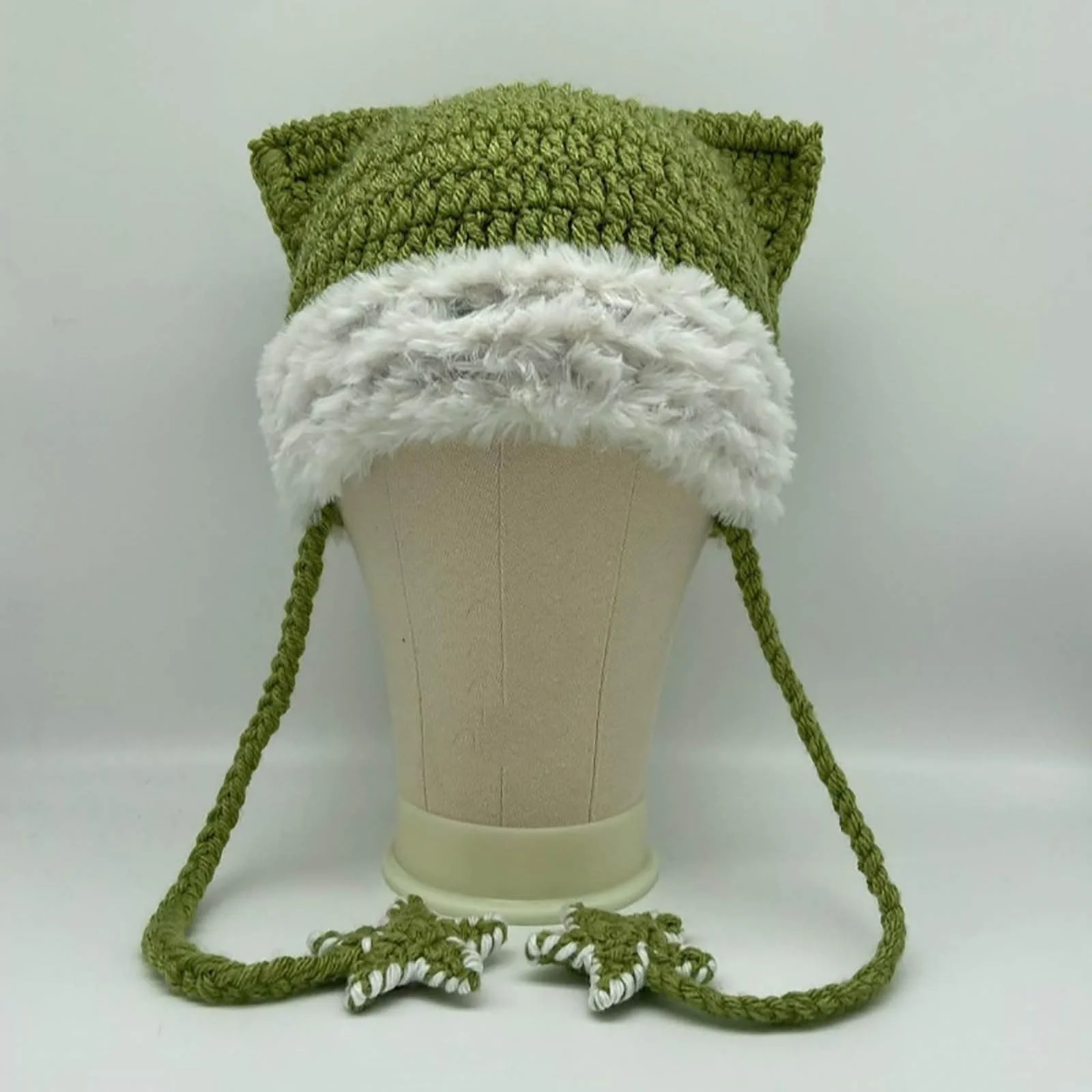 한국 스타일 하라주쿠 핸드 니트 별무늬 귀 끈 모자 패션 데일리 스트리트웨어 다용도 패셔너블 Y2K 액세서리