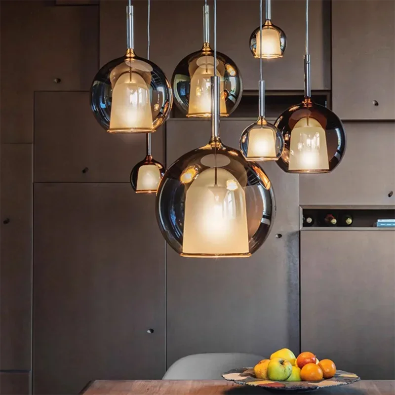 

Nordic Designer Glass Ball Chandelier Modern Personality Minimalist Lamp For Kitchen Island Living Dining Room Home Decor Lamp