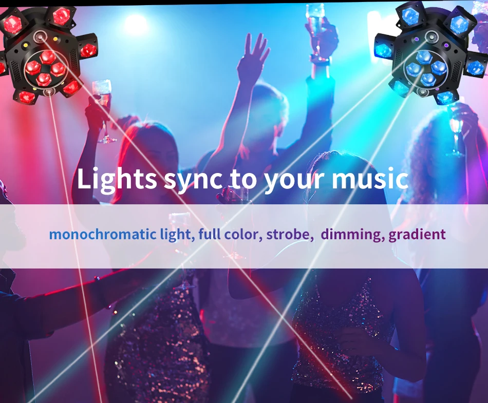 2-8pcs 10X10W RGB 6 Head Moving Head Beam Light RGB Laser Strobe Light DMX Stage Light RGB Beam Light Rotating Disco Party Bar