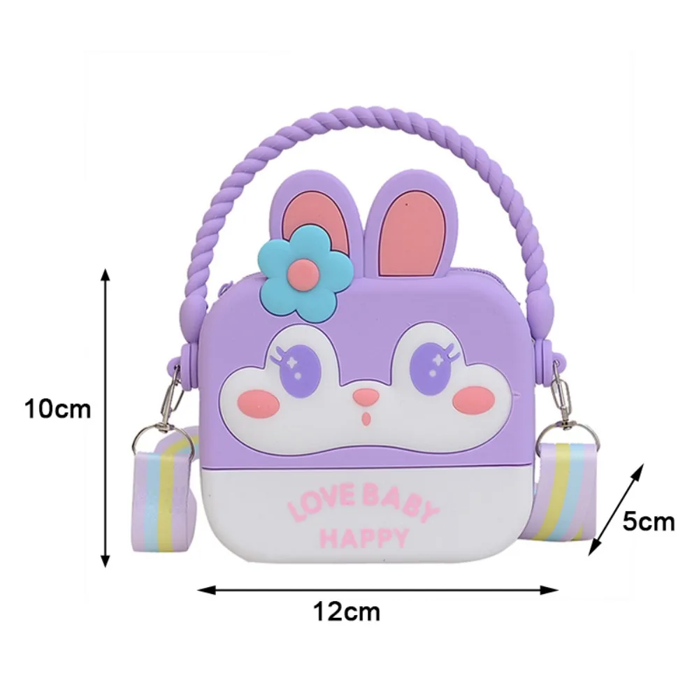 Fashion Silicone Messenger Bag Rabbit Bear Adjustable Strap Silicone Zipper Bag Waterproof Cartoon Crossbody Bag Kids