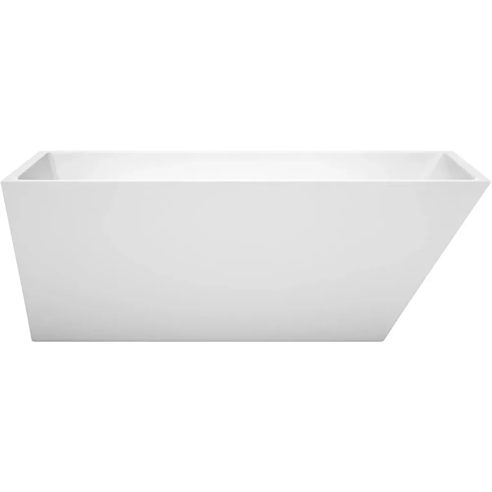

67" Inch Stylish Freestanding Bathtub in Pure White, Accentuated with Polished Chrome Drain & Overflo