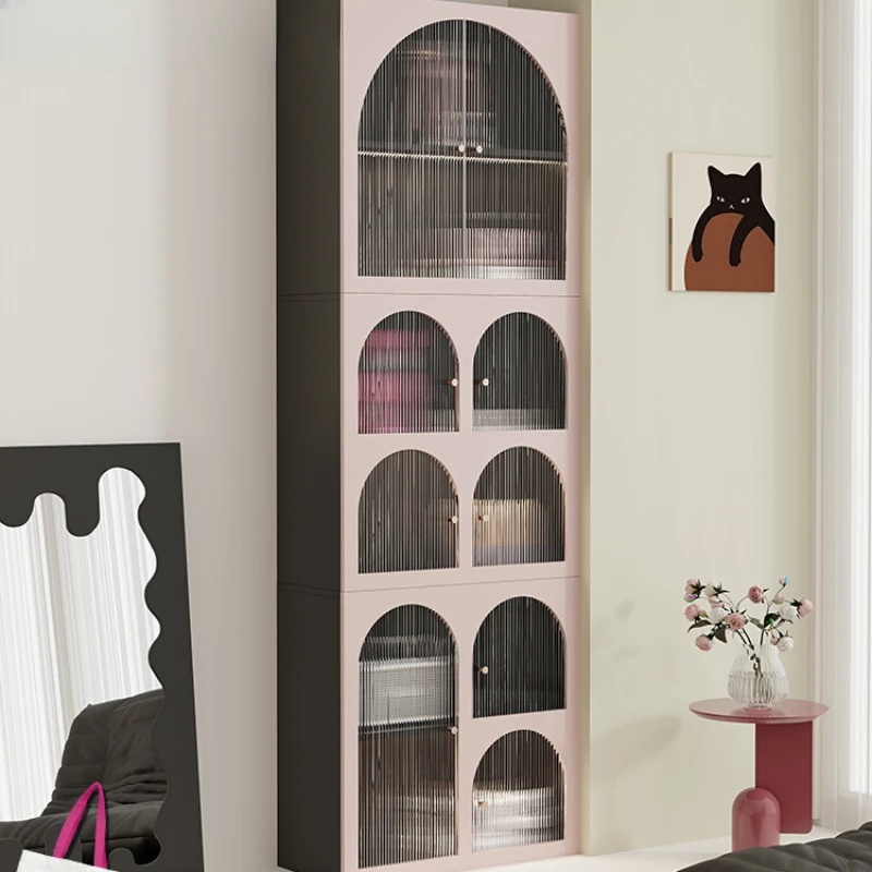 Sakura powder floor-to-ceiling bookcase storage cabinet integrated living room   cube arched