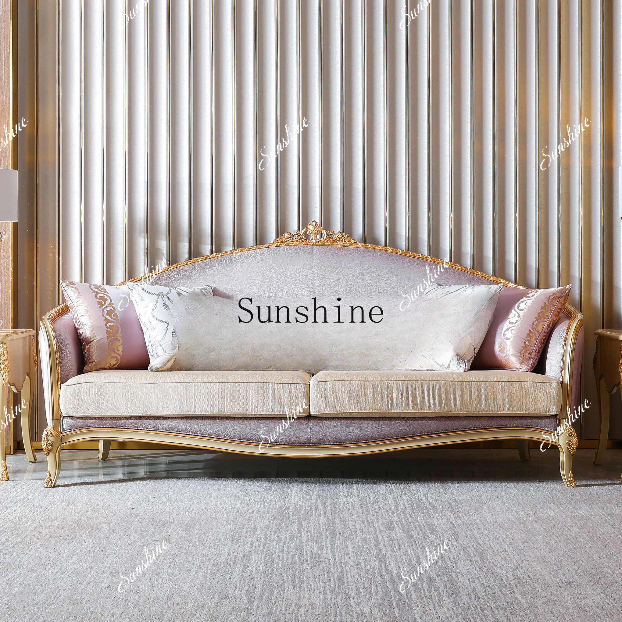 

French all-solid wood retro modern fabric sofa high-end custom villa furniture FT