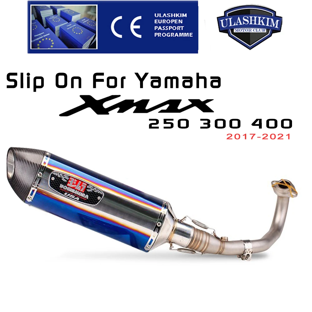 Motorcycle Slip On 2017 2021 For Yamaha XMAX300 XMAX250 XMAX400 Motorcycle Full System Exhaust Muffler Escape Middle Link Pipe