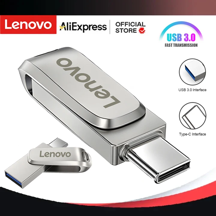 

Флэш-накопитель Lenovo USB 3,0, высокоскоростной Флэш-накопитель, Флэшка Usb объемом 1 ТБ, флэш-накопитель 512 ГБ, металлическая Флэшка, Usb-диск для стола