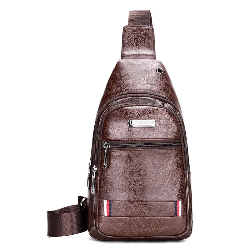Bolso de pecho para hombre, bandolera de un solo hombro, de cuero suave, para deportes al aire libre, informal, nueva tendencia
